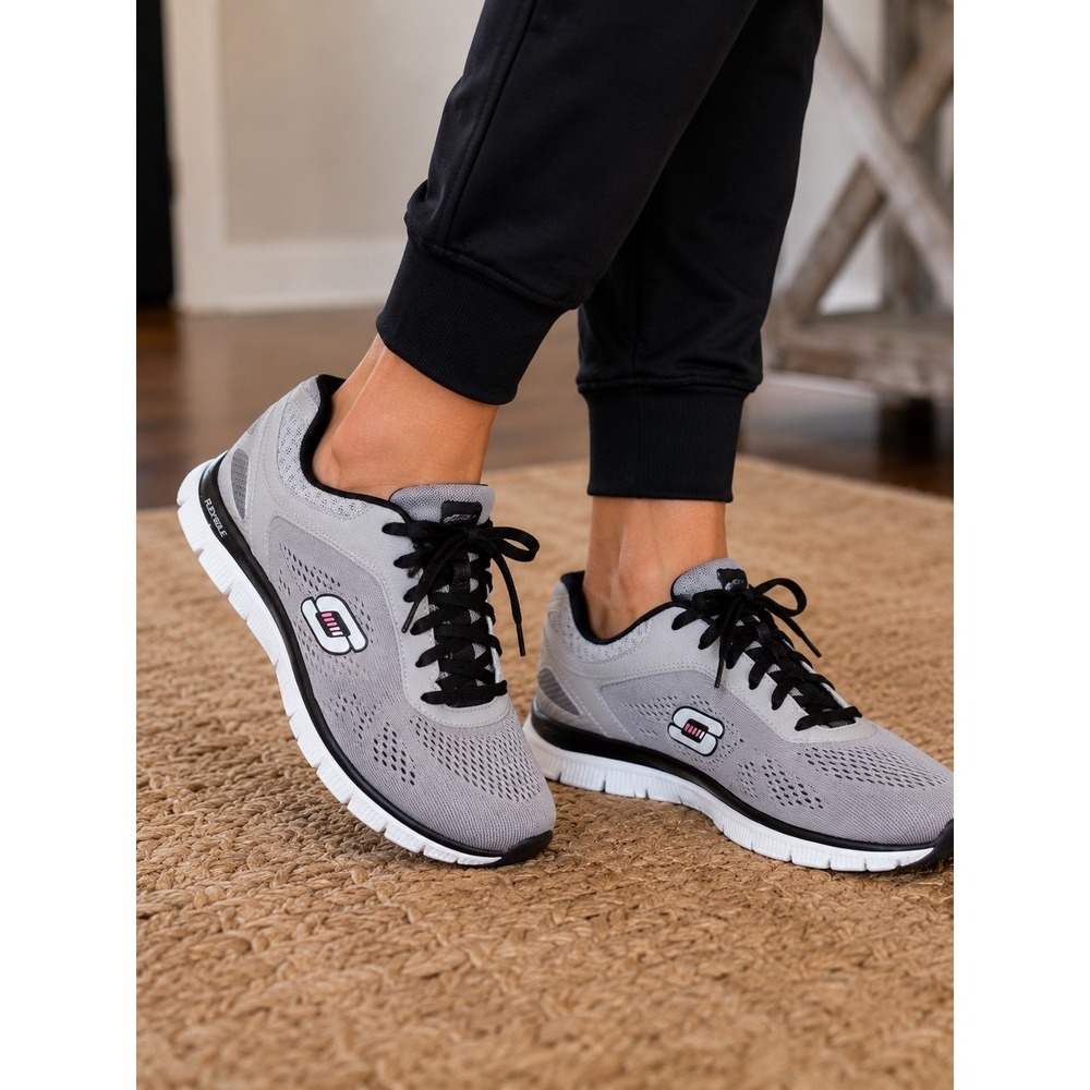 Skechers Flex Appeal Next Generation Gray Black Sneakers Womens 8.5